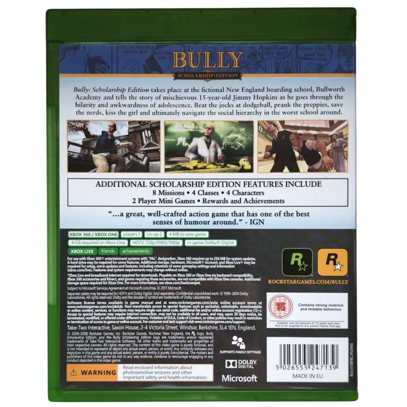 Bully Scholarship Edition Xbox One / Xbox 360 NAUDOTA