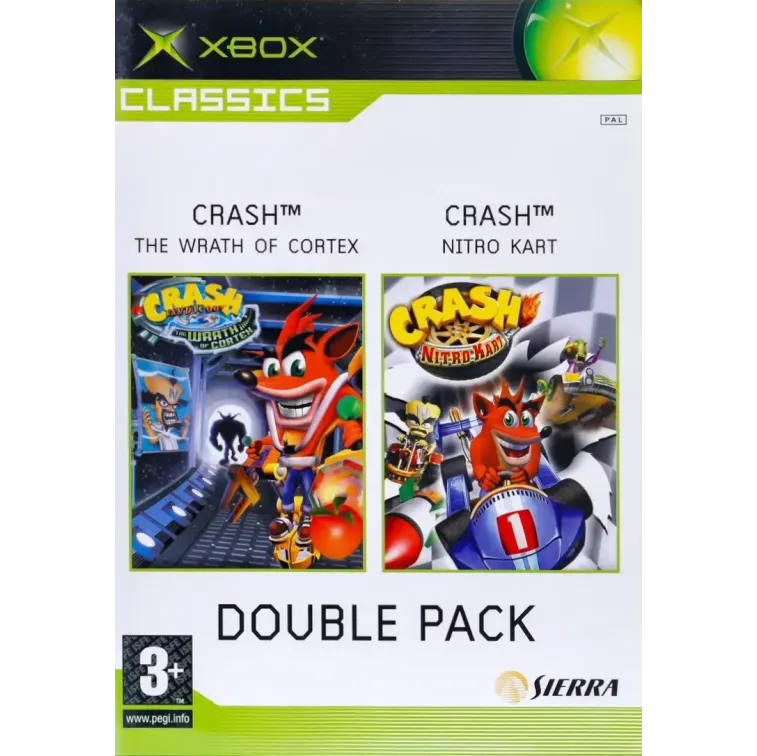 Crash Double Pack: The Wrath of Cortex + Crash Nitro Kart XBOX (NAUDOTAS)
