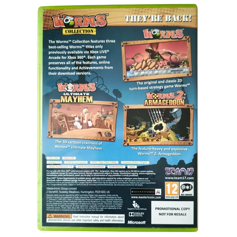 Worms Collection PROMOTIONAL COPY Xbox 360 NAUDOTA